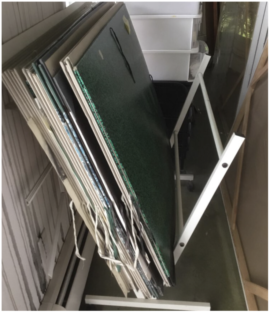 60+ years of work - painting, works on paper, objects, sculptures, wood carvings, advertising materials, supplies and more was the main focus of the team in hopes of salvaging everything.
